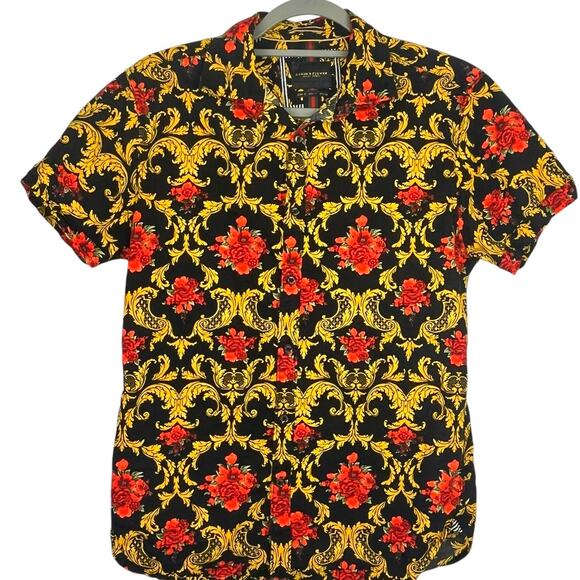 Denim and Flower Ricky Singh Mens Shirt Floral Short Sleeve Button Up - Picture 8 of 8